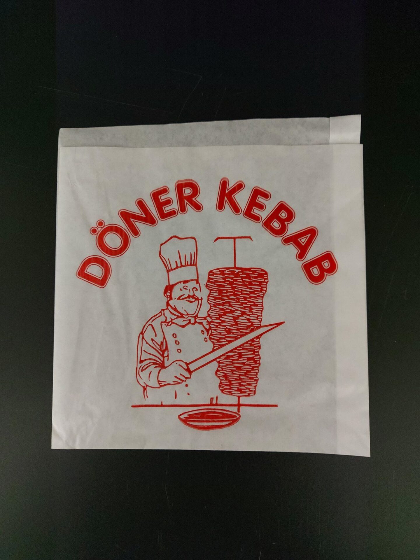 Sáček papírový na KEBAB bílý s nápisem 16x16 cm (1000 ks) - Obrázek 2