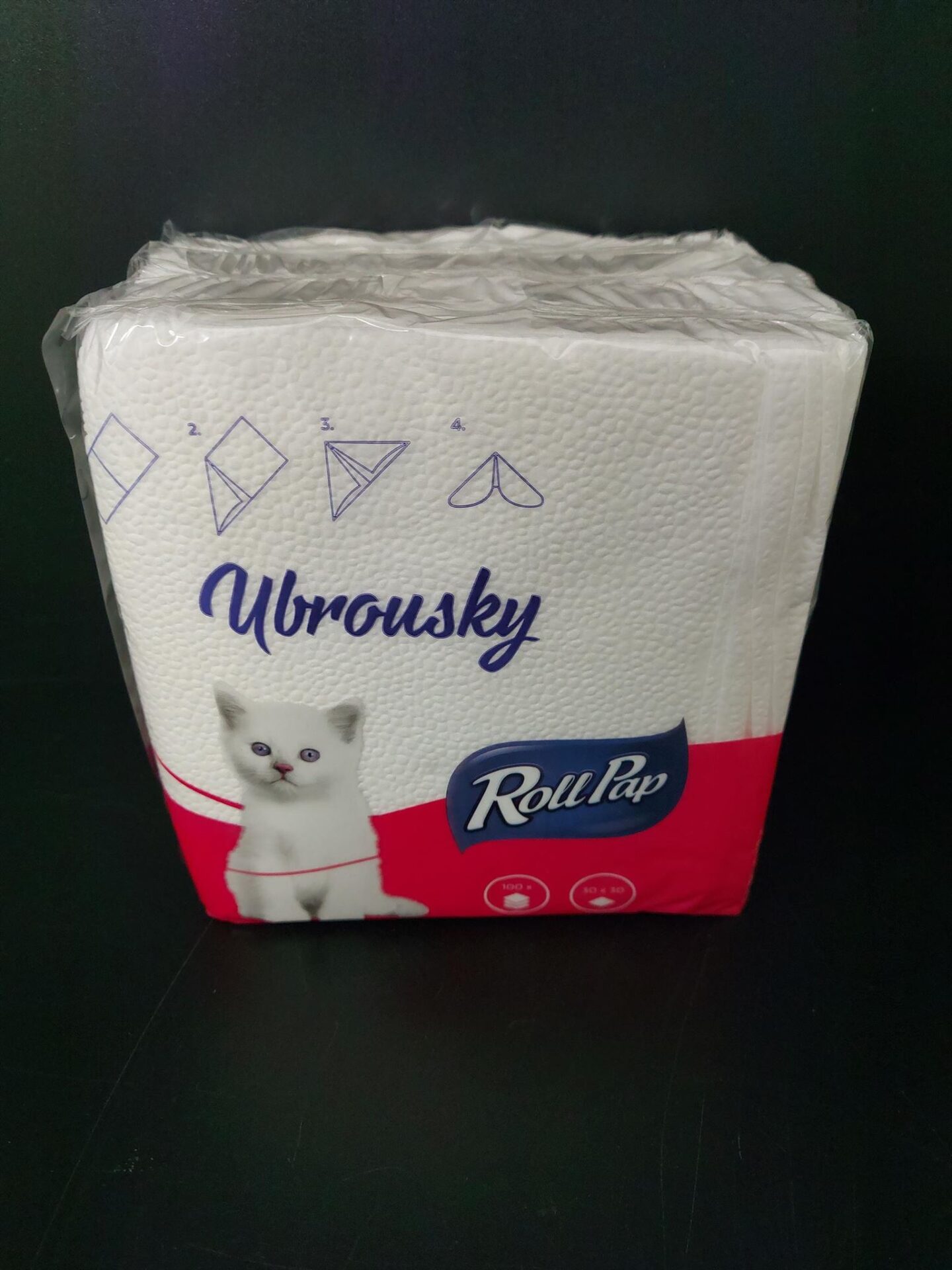 Papírové ubrousky 30x30 cm, bílé, 100% celulóza 1-vrstvé (100 ks) - Obrázek 2