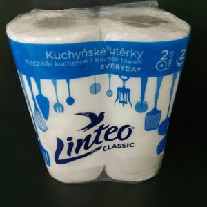 Utěrky kuchyňské papírové bílé v roli 2-vrstvé 100% celulóza (2 role)