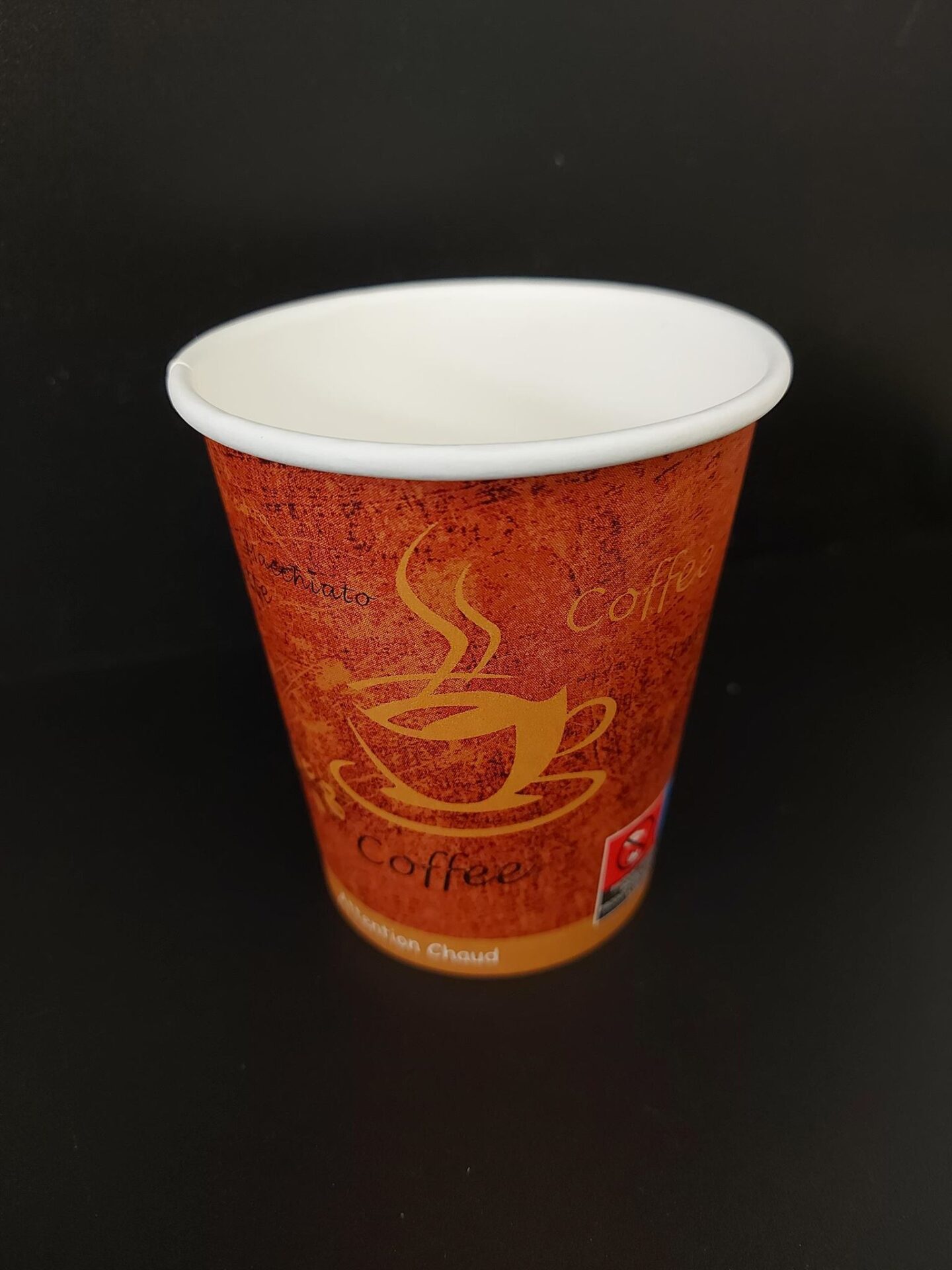 Kelímek papírový CTG hnědý s potiskem 0,2 l na kávu, průměr 80 mm (50 ks)