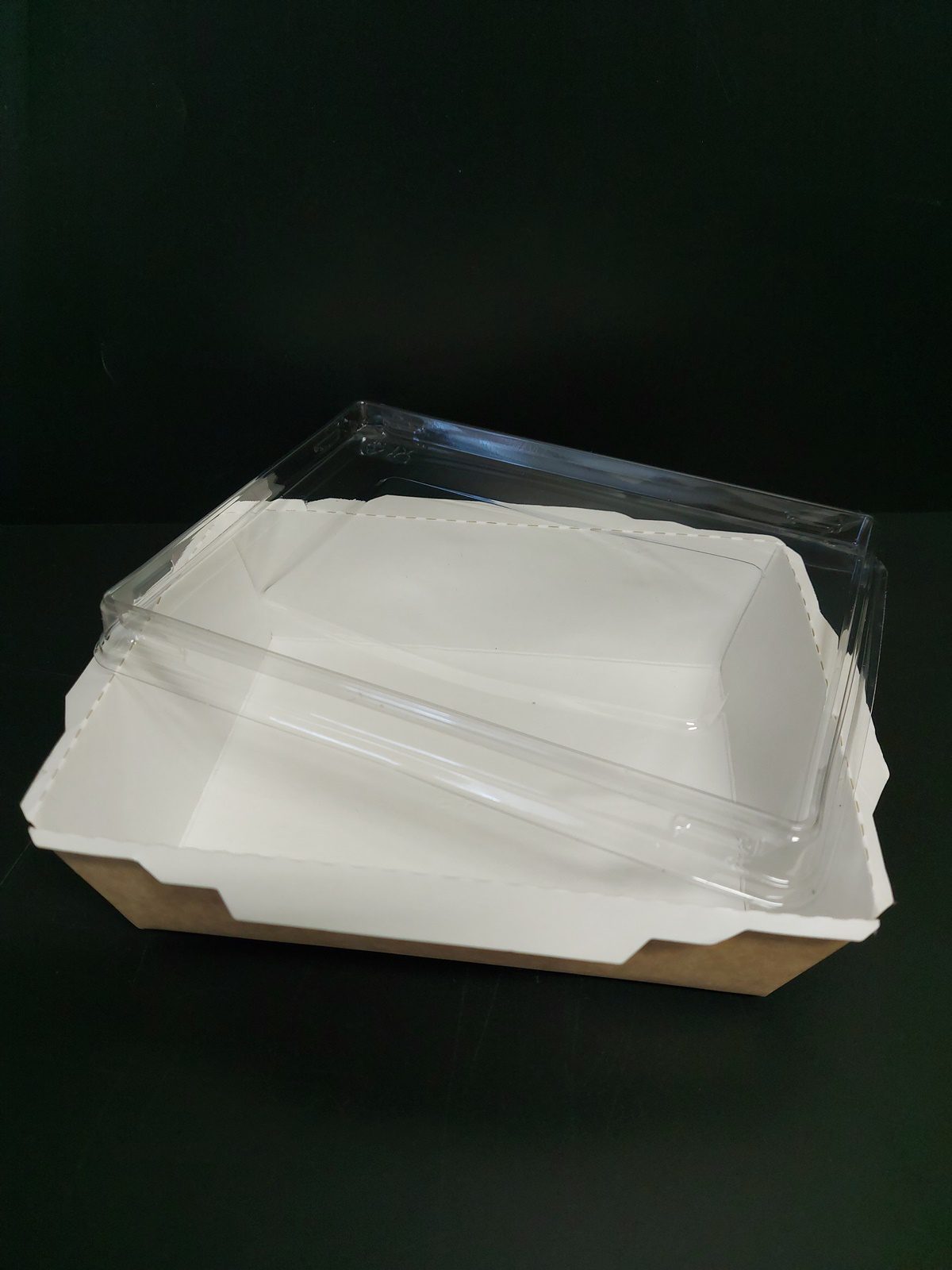 Box na salát Eko KRAFT 900 ml, 150x150x50 mm, vč. transparentního víčka (50 ks) - Obrázek 2