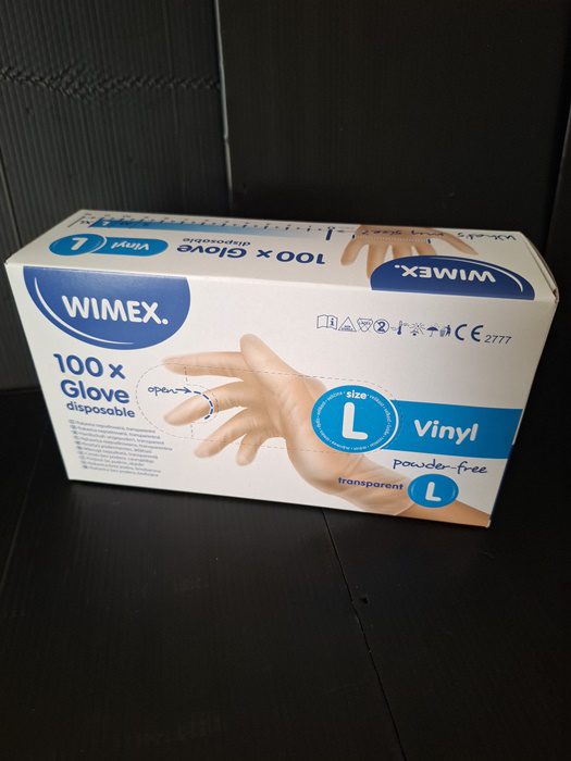 Rukavice jednorázové vinylové L nepudrované transparentní (100 ks)