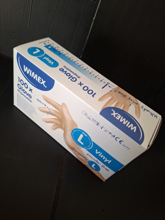 Rukavice jednorázové vinylové L nepudrované transparentní (100 ks) - Obrázek 3