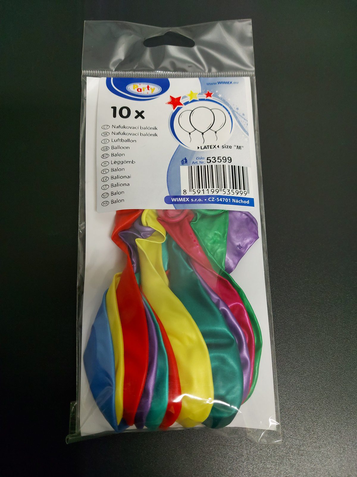 Balónky nafukovací 25 cm metalické (10 ks)