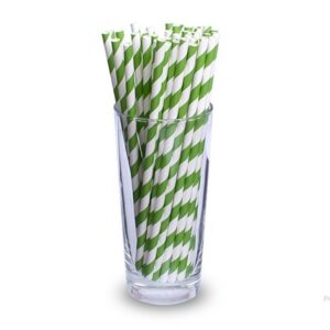 Papírová brčka JUMBO pruhovaná zeleno-bílá 8/250 mm (100 ks)